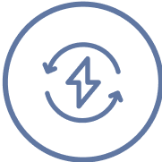 Circular icon with a lightning bolt and circular arrows, likely representing a refresh or reload symbol.