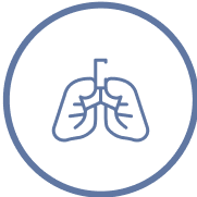 Icon of lungs in a circular outline