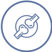 Icon of bones junction in a circular outline