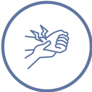 Icon of a hand symbolizing pain in a circular outline