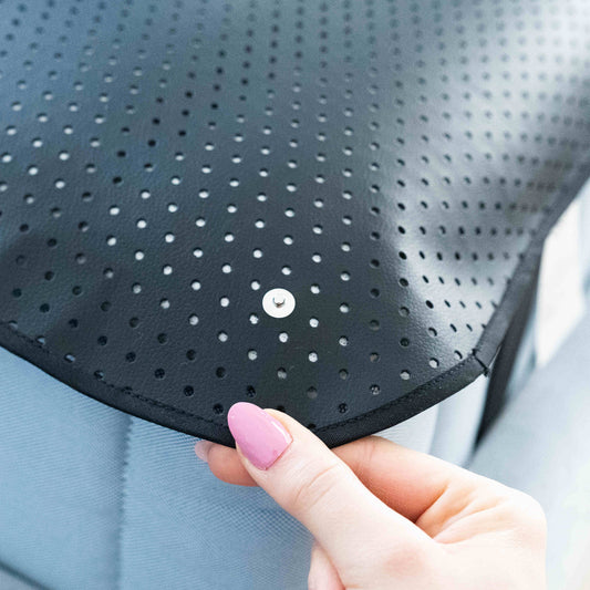 Detail closeup photo of a leatherette earthing and grounding mat