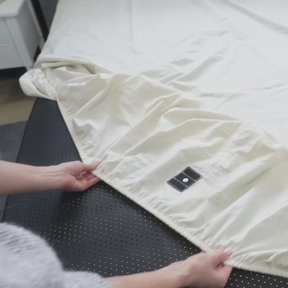 Drap-housse de lit avec mise à la terre gris - Coton biologique